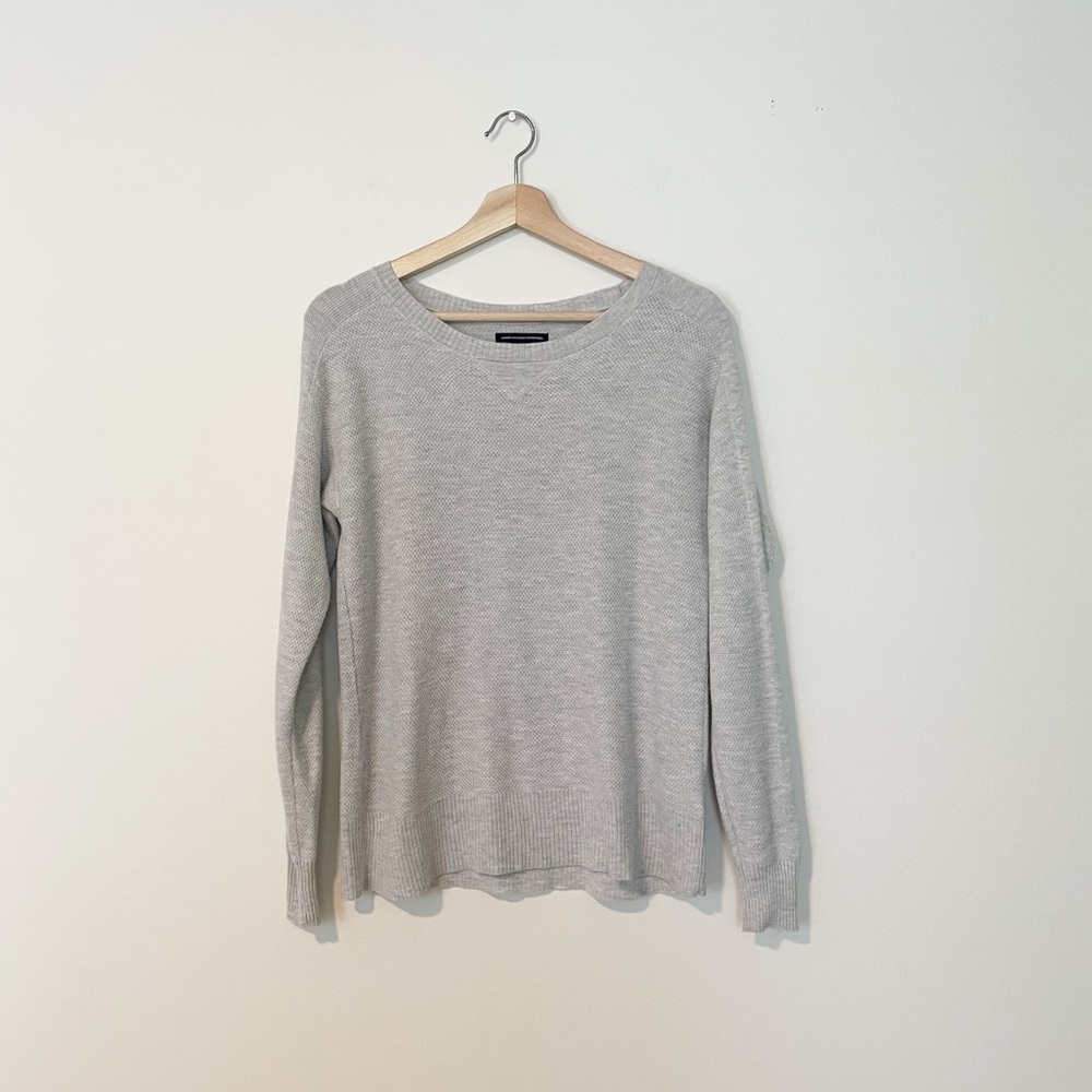 American Eagle Outfitters Light Gray Waffle Knit Sweater